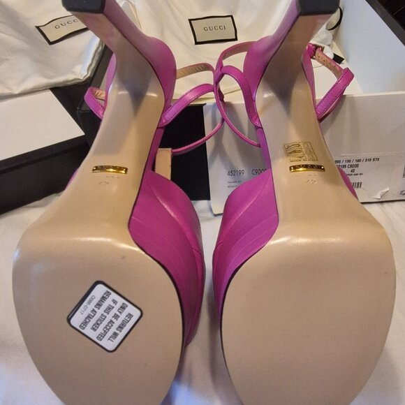 Gucci, hot pink, platform heels, NEW, spike-embellished, US 11.5/EU 42 box&bags - Picture 4 of 7